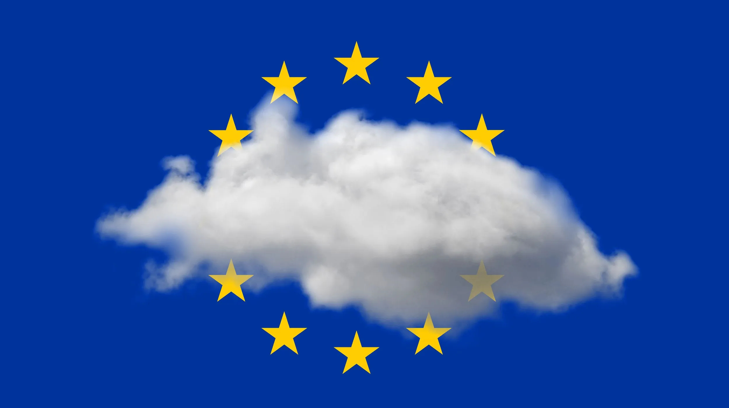 Wolk met kring van de sterren van de Europese vlag